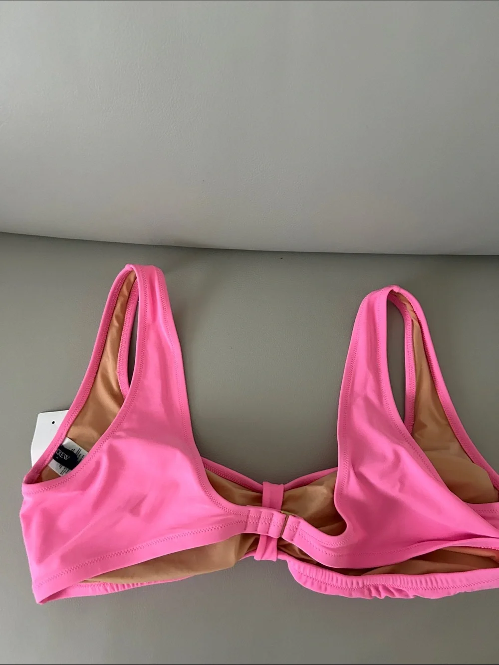 J. Crew NWT Bright Pink Knot-Front Bandeau Swim Top